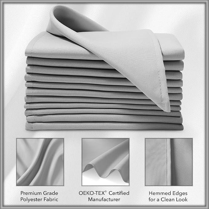 Lann's Linens Set of 12 Cloth Dinner Napkins, 17-inch Polyester Napkins - Image 3