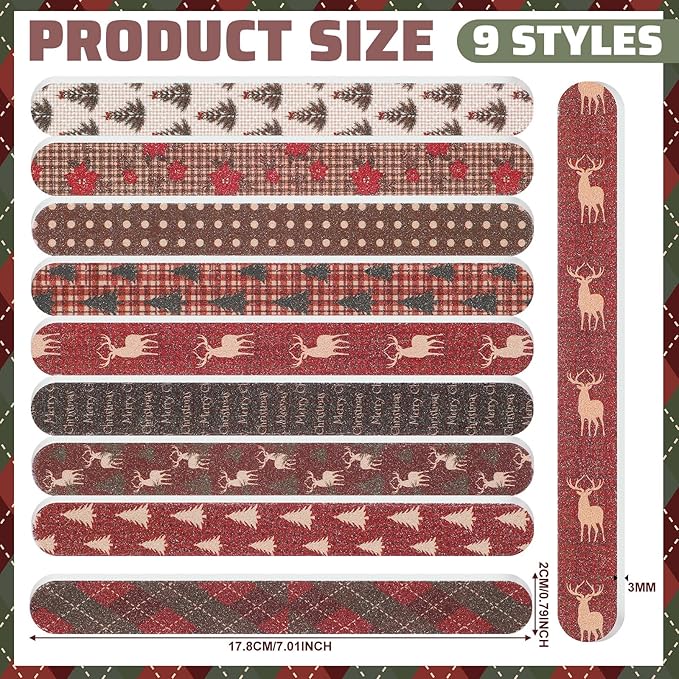 45 Pack Christmas Nail Files Gifts Bulk Holiday Emery Boards Double-Sided Christmas Party Nail Files Bulk Stocking Stuffers Christian Gifts for Women Customers Coworkers Staff(Vintage)