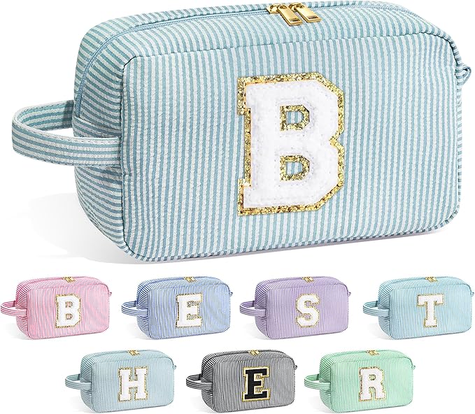 YOOLIFE Bridesmaid Gifts for Wedding Day - Bridesmaid Proposal Gifts, Bridal Shower Gifts, Bride To Be Gifts, Maid of Honor Gifts, Bachelorette Party Gift for Bride, Initial Makeup Bags for Women B