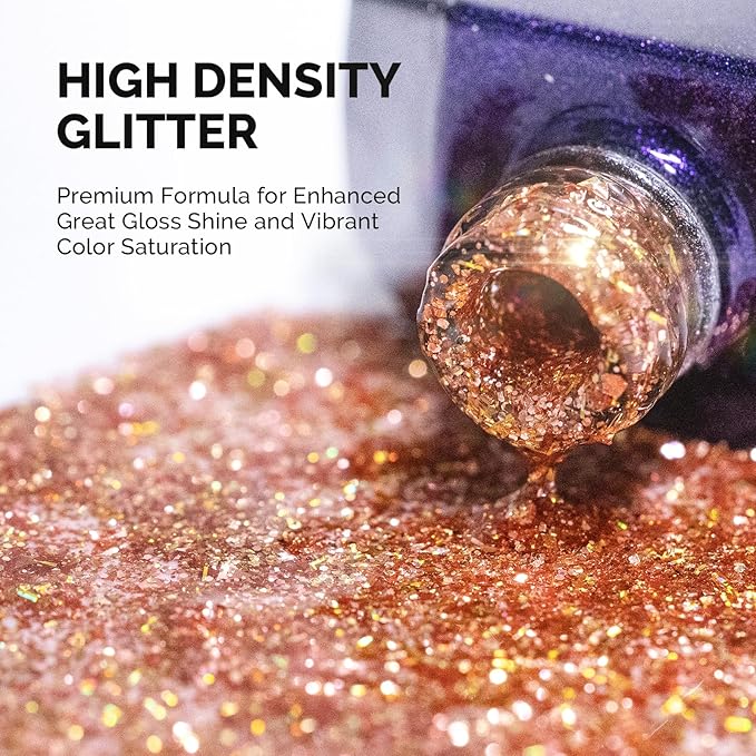 MelodySusie Galaliver Glitter Gel Nail Polish, 15ML Sparkly Shimmer Gel Polish Soak Off UV LED Cured Long Lasting Gift for Women DIY Nail Design Nail Art Manicure Happy Orange X13