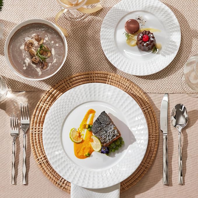 64Pc Bone China Dinnerware & Silverware Set, - Image 3