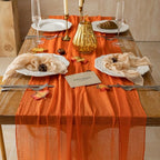 Orange Fall Table Runner Cheesecloth 120 Inch Thanksgiving Home Decorations | - Image 4