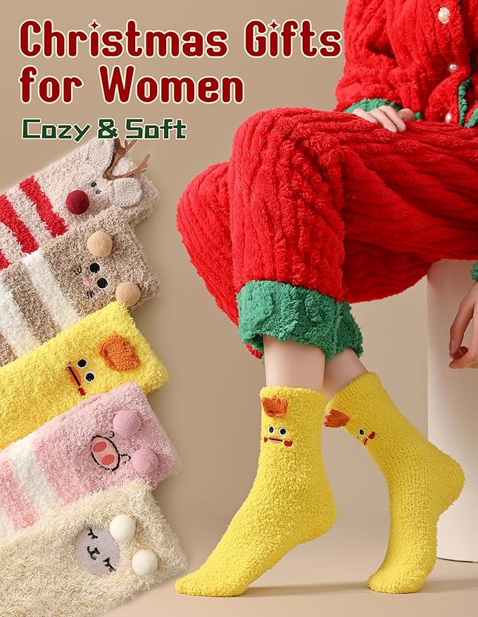TEHOOK Warm & Cozy Gifts for Women, Stocking Stuufers, Fluffy Fuzzy Plush Sleeping Slipper Socks - Soft Warm Fabric