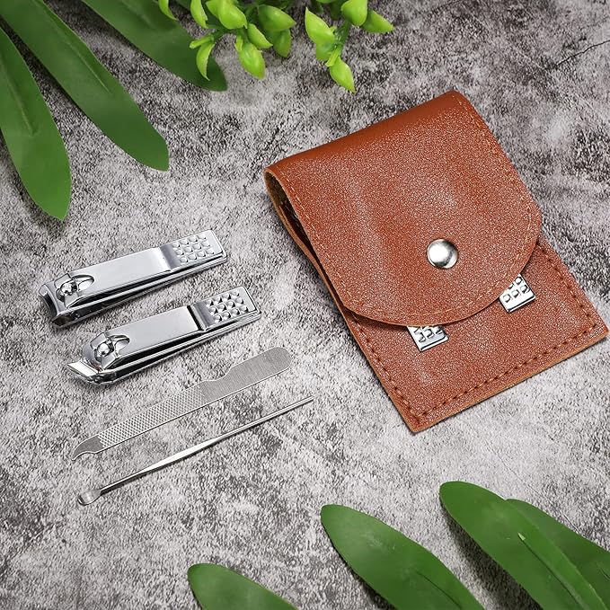 Geosar 12 Sets Manicure Set Nail Clippers Pedicure Kit Stainless Steel Professional Pedicure Set Grooming Kits Nail Care Tools with Luxurious Travel Case for Nail Care (Brown)