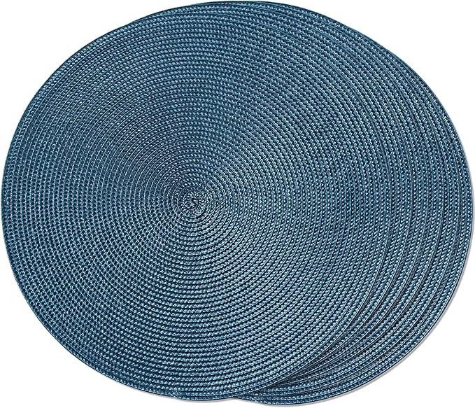 FunWheat Round Braided Placemats Set of 6 Table Mats by FunWheat