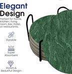 Dark Green Marble Round Coasters Set of 6 - Image 3