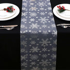 Snowkingdom 2PCS Silver Christmas Snowflake Glitter Table Runner 108 Inch | - Image 4