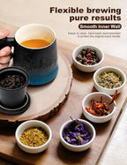 suyika Ceramic Tea Cup with Infuser and Lid, Gradient Embossed Large Tea Mug - Image 4