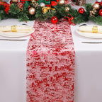 Snowkingdom Red Sparkly Table Runner Glitter Sequin Glitter Metallic Foil Mesh - Image 8