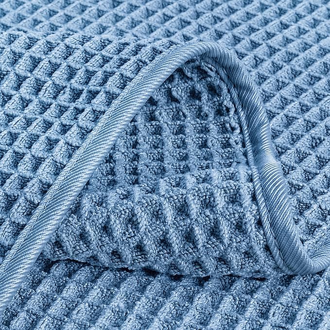 POLYTE Microfiber Lint Free Washcloth Face Towel, 13 x 13 in, 4 Pack (Waffle Weave)