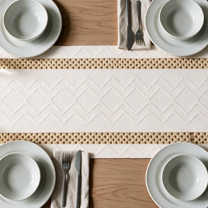 Artoid Mode Burlap Brown Stripe Woven Rustic Table Runner 12x108 Inch | Holiday - Image 5
