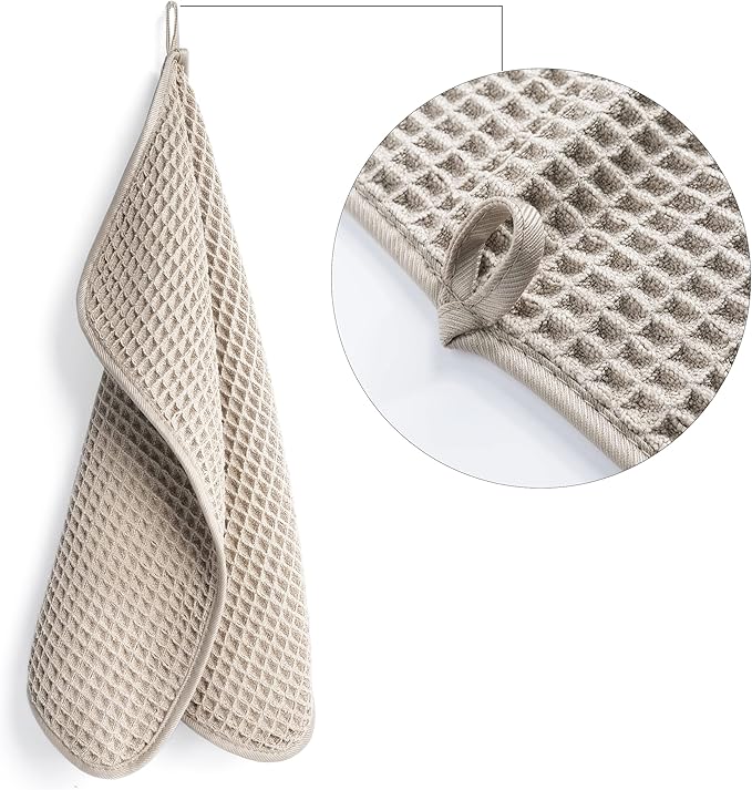 POLYTE Microfiber Lint Free Washcloth Face Towel, 13 x 13 in, 4 Pack (Waffle Weave)
