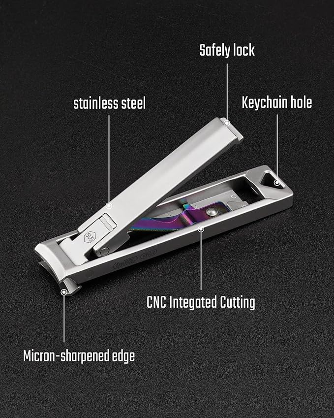 KeyUnity KN02 Keychain Nail Clippers, Foldable Stainless Steel Fingernail Cutter for Travel & Everyday Carry