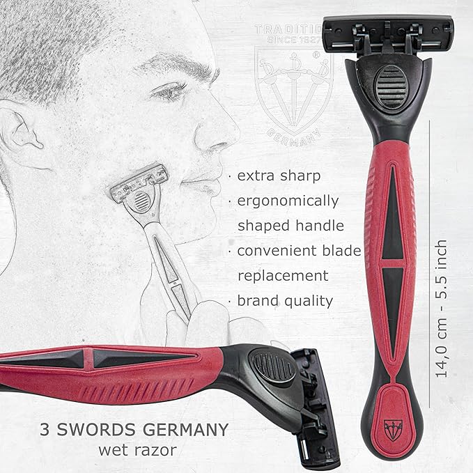 3 Swords Germany Men's Travel Set – Nail Scissors, Razor and much more in Compact Case, Ideal for Travel and Grooming On the Go