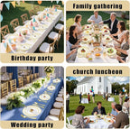 Zcaukya 350 PCS Gold Plastic Dinnerware Set - Image 5
