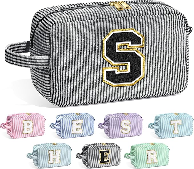 YOOLIFE Birthday Gifts - 20th 30th 40th 50th 60th Birthday Gifts for Women,Personalized Birthday Gifts for Women Her Best Friend Mom Sister, Monogram Initial Makeup Bag, Cute Cosmetic Bag for Women S