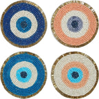 Evil Eye Beaded Coasters Set of 4 by byHomeDecorativeProduct