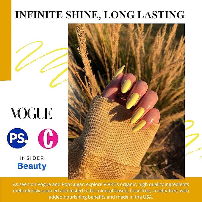 VIVRE Cosmetics Quick Dry Shiny Halal Nail Polish - Vegan, Non Toxic, Long Lasting, Breathable & Water Permeable - Going Bananas