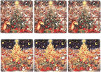 Christmas Coasters Square Leather Drinks Coaster Set - Image 2