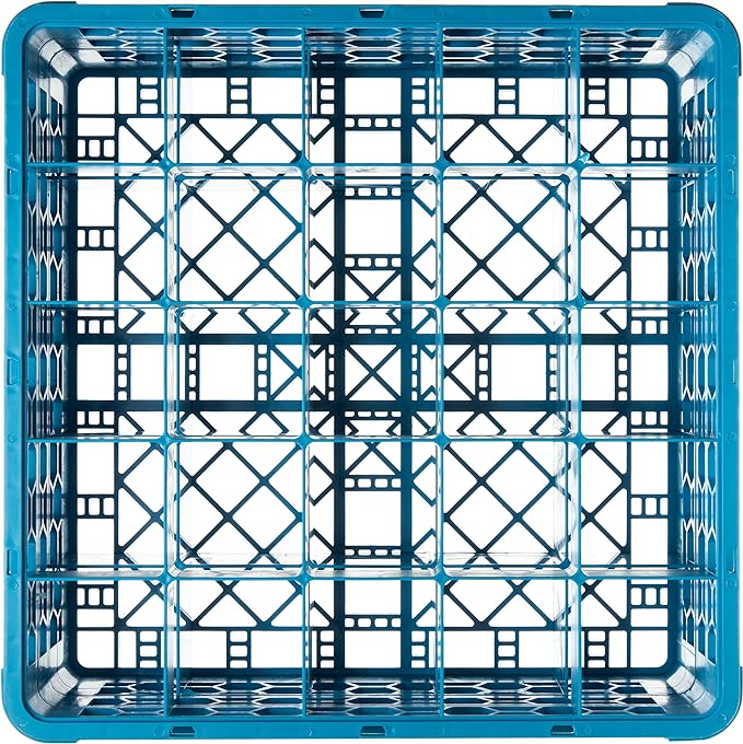 Carlisle FoodService Products RG25-214 OptiClean 25 Compartment Glass Rack with 2 Extenders, Blue , 7.12"