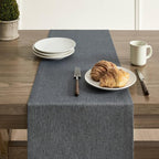 Basic Linen Style Table Runner, 14x36 Inch Charcoal | Mitered Corner Design - Image 5