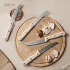 CAROTE 14-Piece Knife Set with Wood Block, Rust-Resistant, Cream | Razor-Sharp - Image 7