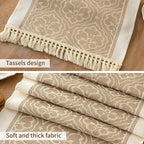 Coffee Scroll Linen Table Runner - Image 3
