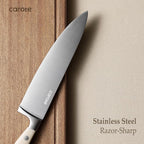 CAROTE 14-Piece Knife Set with Wood Block, Rust-Resistant, Cream | Razor-Sharp - Image 3