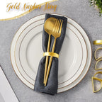 Gold Napkin Rings Set of 12, Semicircle Metal Bright Gold Napkin Holder Buckles - Image 5