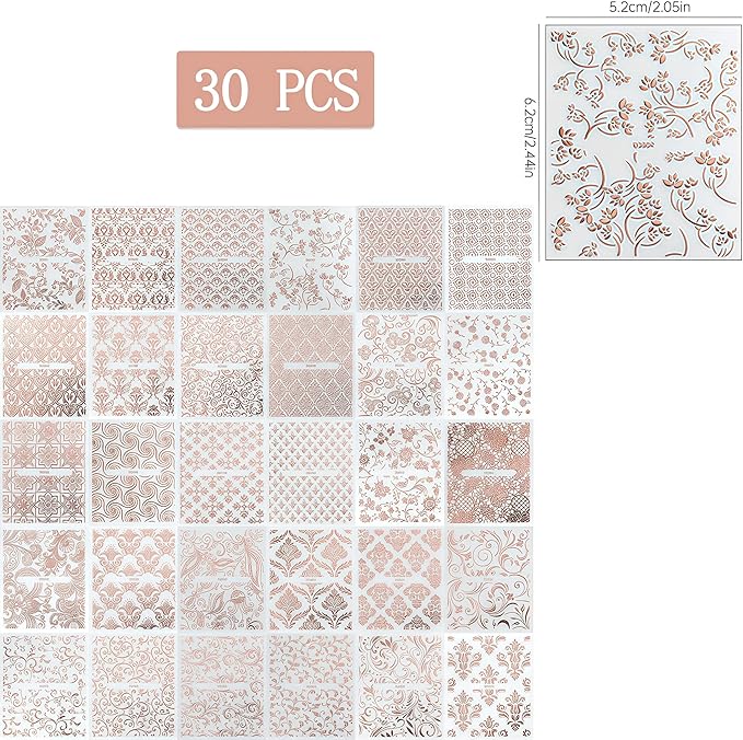 30 Sheets Lace Flower Nail Art Sticker 3D Self-Adhesive Hollow Rose Golden Lace Floral Vine Decals Irregular Geometric Manicure Sliders for Spring Summer Women Acrylic Nail Decorations