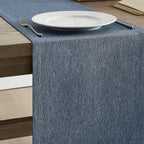 Basic Linen Style Table Runner, 14x90 Inch Navy Blue | Mitered Corner Design - Image 4